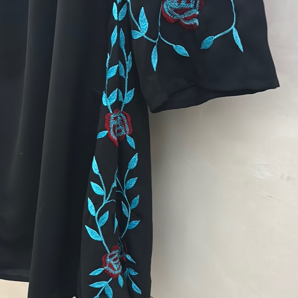 Scully Black Dress with Blue and Red Embroidery - Picture 5 of 7